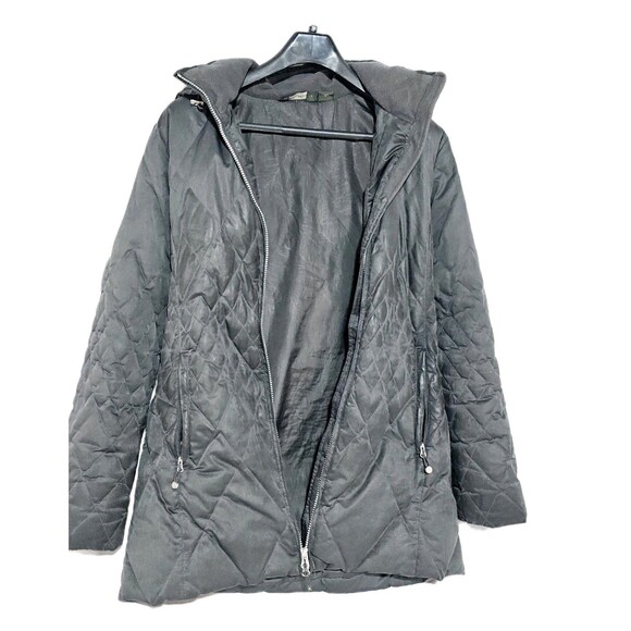 Eddie Bauer Coat Women Black Quilted Puffer Goose Down 550 Fill zip Size Med - Picture 4 of 15